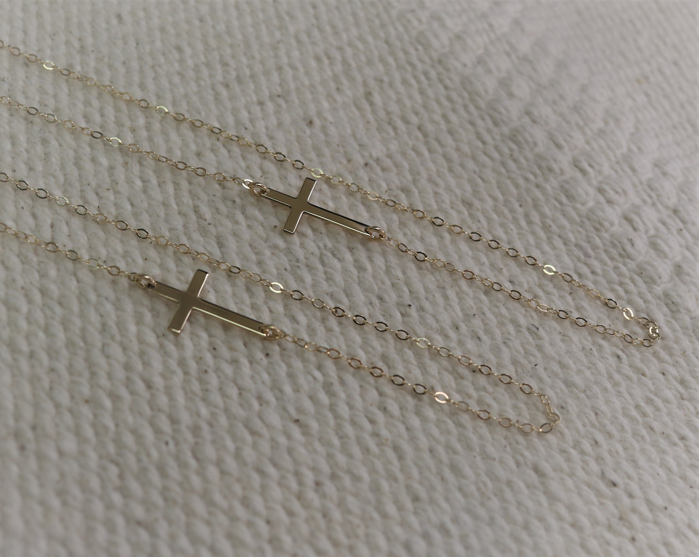 14K Small Sideways Cross Necklace